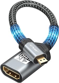 جي سوكس محول مايكرو HDMI الى ، كيبل ذكر انثى 4K@60Hz HDR 3D دولبي 18Gbps متوافق مع نيكون Zfc جوبرو هيرو راسبيري باي 4 سوني A6000 وغيرها من كاميرات الحركة - رمادي