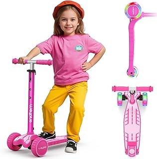 WAYPLUS 3 Wheel Scooter for Kids Ages 3+, 25mm Extra Thick Deck & Light Up Wheels for Kids Ages 3-5, 5-7. 4 Levels Adjustable Heights, Three Wheel Scooter for Kids Ages 8-12, Max Load 180LBS