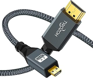 كيبل 4K مايكرو HDMI الى بطول 15 قدم سلك مضفر عالي السرعة من يدعم 3D 4K/60Hz 1080p توزوه لتلفزيون لكاميرا