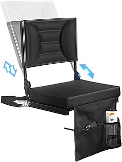 Extra Wide Stadium Seat with Back Support | Adjustable High Back & Thick Padded | Bleacher Chairs with back and Cushion, Includes Cup Holder, Shoulder Strap, Perfect for Concerts, Sports Events etc