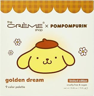 The Crème Shop x Sanrio Pompompurin Golden Dream Eyeshadow Palette: 9 Shades Matte Shimmer Metallic Extended Wear Pigmented Mirror Included Silky Blendable Textures (Set of 1)