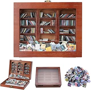 ZVCAQ Anxiety Bookshelf | Get rid of Your Anxiety, get rid of Your Anxiety, Miniature Book Matchbox Display Cabinet, Creative Ornaments, Stress-Relieving Gifts for Family and Friends