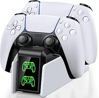 Charging Station for PS5 Dualsense Wireless Controllers with Dual Controller Charger, RGB Lights