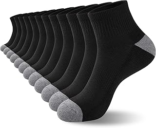 COOVAN 12 Pairs Mens Cushion Ankle Socks Men 12 Pack Low Cut Comfort Breathable Casual Socks