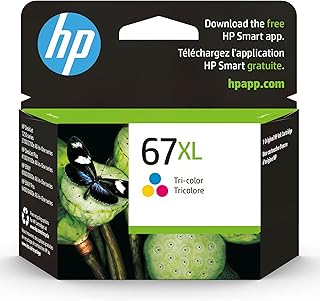 HP خرطوشة حبر 67XL ثلاثية الالوان عالية الانتاجية | تعمل مع HP DeskJet 1255, 2700, 4100 Series, HP ENVY 6000, 6400 Series | مؤهلة للحبر الفوري | 3YM58AN