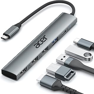 ايسر موزع USB C 5 في 1 مع HDMI بدقة 4K، فضي