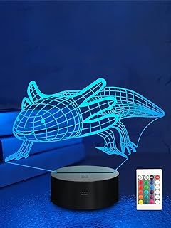 مصباح الوهم المكسيكي ثلاثي الأبعاد من Lampeez 3D Axolotl ، مصباح الوهم ثلاثي الأبعاد للأطفال ، 16 لونًا يتغير مع جهاز التحكم عن بعد ، ديكور غرفة نوم الأطفال مثل هدايا أعياد الميلاد للكريسماس للأولاد و