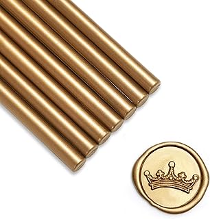 UNIQOOO Mini Glue Gun Sealing Wax Sticks for Wax Seal Stamp - Metallic Antique Gold, Great for Wedding Invitations, Christmas Cards, Snail Mails, Wine Packages, Christmas Gift Ideas, Pack of 16