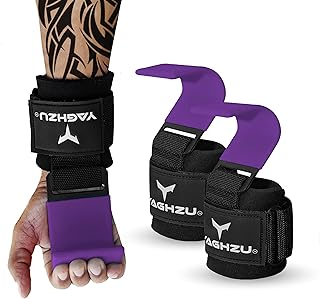 YAGHZU Weight Lifting Hooks, Padded Weight Lifting Straps Wrist Straps for Men and Women, Premium Deadlift Straps for Weightlifting and Powerlifting, Weight Lifting Gloves for Pull Ups