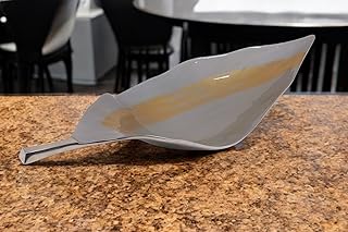 Modern Leaf-Shaped Decorative Serving Dish, White Ceramic, Contemporary Design