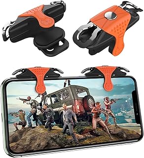 Mobile Game Controller Triggers, Phone Game Trigger Physical Joystick, Aim and Fire Key Buttons, Triggers for PUBG/Fortnite/COD with Zero Latency Gaming Triggers, for iPhone and Android Phone, Orange