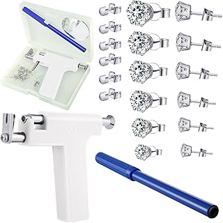 Ear Piercing Kit Nose Piercing Tool Stainless Steel Body Ear Navel Piercing Machine with 12 Pairs Stud Earrings Piercing Jewelry Set