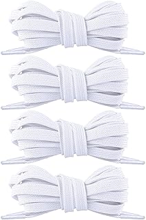 4 Pairs Shoe Laces, 5/16'' Flat Shoe Laces Wide Athletic Shoelaces for Sneakers Running Shoes