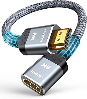 هاي وينجز موسع HDMI 8K 2.1، كيبل وصلة HDMI 4K 2.0 60Hz 120Hz، محول HDMI ذكر الى انثى عالي السرعة متوافق مع Xbox PS5 PS4 روكو تي في ستيك بلو راي بلاير HDTV لابتوب الكمبيوتر 1 قدم، رمادي