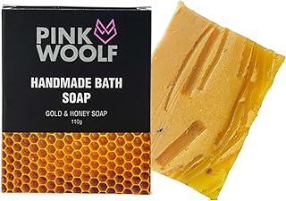 Pink Woolf Bath Soaps Combo Set of 3 Organic Soaps, Gold & Honey, Natural and Handmade, Works on Dry Skin & Anti-Acne to Purify Skin | Each Soap Bar is 125 g