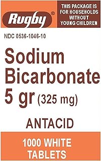 أقراص حبيبات بيكربونات الصوديوم 5 (325 ملجرام) لتخفيف حرقة المعدة، ومعدل الحموضة من راجبي - 1000 قرص