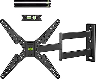 USX MOUNT الكامل الحركة التلفزيون جدار جبل يناسب بالنسبة لمعظم 26-55 بوصة تلفزيونات 24 - تمديد الذراع مع دوار توضيح ذراع دوران والخيمة، مركز ركن التصميم TV MAX جبل القوس VESA 400x400mm و88lbs