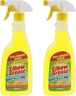 2x Elbow Grease All Purpose Degreaser Spray (500ml Each) - Effective Cleaner Formula and Cleaning Products for Kitchen, Fabric, and Metallic Surfaces - Oven Cleaner