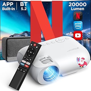 يوتون 【تطبيق مدمج】 جهاز عرض ذكي بلوتوث وواي فاي 5.8G FHD 1080P اصلي 450ANSI لومن، جهاز عرض فيديو للمسرح المنزلي Y9 مع صوت نتفليكس/برايم/فيديو/يوتيوب/دولبي، 1920 x 1080، أسود