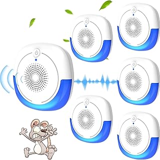 طارد للحشرات بالموجات فوق الصوتية من بوليفيا، 6 عبوات طارد للحشرات بالموجات فوق الصوتية، طارد فئران داخلي للتحكم في الصراصير والبعوض، طارد الحشرات للمطبخ وغرفة المعيشة والجراج (6 بيضاء)