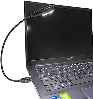 مصباح قراءة USB LED من كيفريش باور مع اعدادين سطوع قابل للتعتيم مرن على شكل عنق الاوزة للنوت بوك واللاب توب والكيبورد والباور بانك مفتاح تشغيل إيقاف 1 اسود + صغير