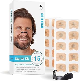 Breathing Nasal Strip Starter Kit - Boost Oxygen Intake, Reduce Snoring, Improve Sleep Quality - Sweat Resistant, Skin Safe Nasal Strips - Extra Strength Snoring Solution (15)