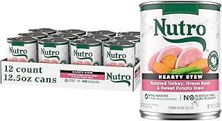 NUTRO HEARTY STEW Adult Natural Grain Free Wet Dog Food Cuts in Gravy Roasted Turkey, Sweet Potato & Green Bean Stew (12) 12.5 oz Cans