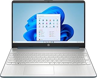 HP لابتوب 2023 15.6 انش HD خفيف الوزن، انتل كور i3-1115G4، ذاكرة RAM 12GB، SSD 512GB، بطاقة رسومات انتل UHD، ويندوز 11 هوم في وضع S، ازرق سبروس