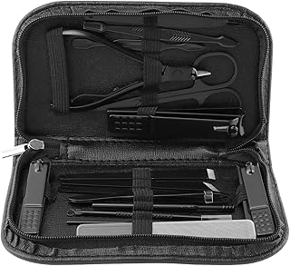 16-Piece Manicure Set, Pedicure Set, Stainless Steel Nail Clippers Set, Professional Nail Care Nail Set with Portable Travel Leather Case, for Home, Travel (Black)