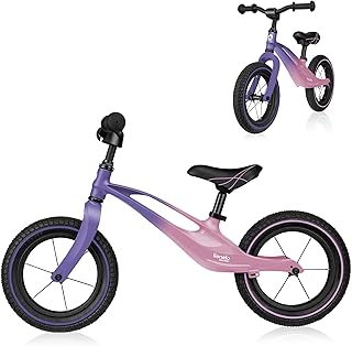 Lionelo Bart Balance Wheel, ages from 2 Years, up to 30 kg Magnesium Frame, 12 inch (30.5 cm) Wheels, Steering Wheel and Saddle, Height-Adjustable, Steering Wheel Lock, Footrest, Handle, Ultralight