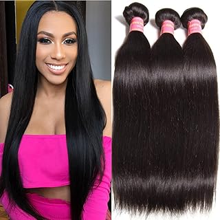 Ali Julia Wholesale 10A Peruvian Straight Virgin Hair Weave 3 Bundles 100% Unprocessed Remy Human Hair Weft Extensions 95-100g/pc (22 24 26", Natural black color)