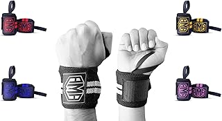 Daan Mma AMA Wrist Wraps for Weight Lifting Cotton Straps, Thumb Loop, Powerlifting Bodybuilding Fitness Strength Gym Training Crossfit Workout, Gymnastics Calisthenics 18" Professional Grade Straps