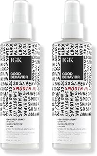 IGK GOOD BEHAVIOR 4-in-1 Prep Spray | Leave In + Detangle + Heat Protectant | Vegan + Cruelty Free | 7 Oz (Pack of 2)