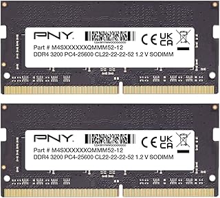 PNY بيرفورمانس 16GB (2x8GB) DDR4 DRAM 3200MHz (PC4-25600) CL22 (متوافق مع 2933MHz/2666MHz/2400MHz او 2133MHz) 1.2 فولت نوت بوك/لابتوب (SODIMM) - MN16GK2D43200-TB، من بي ان واي