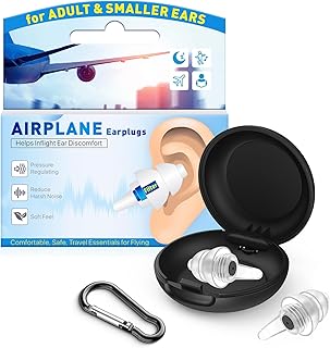 Softvox Ear Plugs for Airplane Pressure Relief & Prevent Ear Pain - Flying Travel Essentials - Comfortable Reusable Plane Earplugs for Adult/Kids 12+ with Small Ear-canals, 25dB Noise Reduction