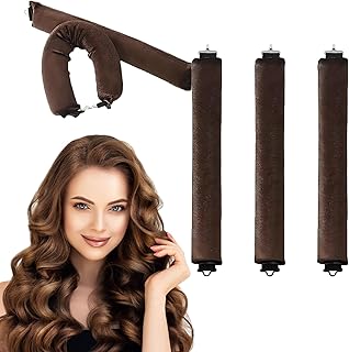 ENNSOO Heatless Hair Curler, Velvet Rods with Hook for Blowout Curls, Overnight Hair Curling Set for All Hair Types, Satin Heatless Curling Set with Scarf for Sleeping, Women, 3pcs, Brown