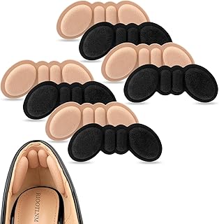 Heel Stickers, Anti Drop Heel Anti Slip Anti Abrasion Shoe Stickers, Heel Protectors for Blister Pain, Padding, Makes Shoes Fit Better, Suitable for Oversized Shoes, Unisex, 4 Pairs, Black, Khaki