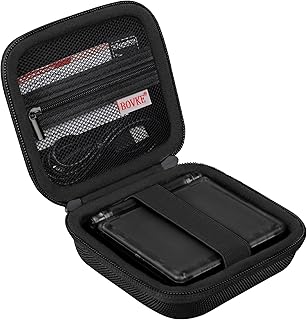 BOVKE Carrying Case Compatible with Anbernic RG35XXSP Handheld Game Console, RG35XXSP Clamshell Retro Games Consoles Flip Hand-held System Holder with Mesh Pocket for Cables and Accessories, Black