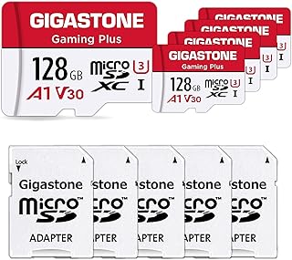 بطاقة ذاكرة مايكرو SD سعة 128GB للالعاب بلس من جيجاستون، بطاقة ذاكرة MicroSDHC لنينتيندو سويتش، وايز كام، روكو، تسجيل فيديو عالي الدقة، UHS-I U1 A1 فئة 10، حتى 100 ميجابايت/ثانية، مع محول MicroSD الى