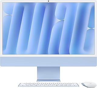 iMac موديل 2024 من Apple مقاس 24 إنش شريحة M4 بوحدة معالجة مركزية مع 10 نوى ووحدة رسومات غرافيك ذاكرة موحدة 16GB 256GB - أزرق؛ العربية/الإنجليزية