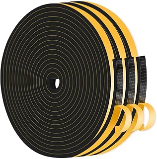 Weather Stripping Door Seal Strip,Foam Weather Stripping,Insulation Tape Roll for Insulating Door Frame, Window, Air Conditioner (Black, 1/4 in x 1/8 in x 39Ft)