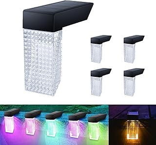 ILENIS Solar Deck Lights Outdoor, 20 Lumens LED Solar Step Lights for Outdoor Stairs, Step, Fence, Yard, Patio, and Pathway (Warm White & RGB Colors, 4 Pack)