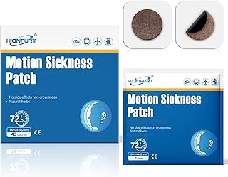 Hionfurt Pack of 48 motion sickness patches and seasickness plasters for car and boat trips, cruises and air travel - works quickly and without side effects