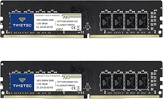 تايم تيك مجموعة 64GB (2x32GB) DDR4 3200MHz PC4-25600 CL16 1.35 فولت غير مخزنة مصممة للالعاب والرسومات متوافقة مع AMD وانتل للكمبيوتر المكتبي (64GB KIT(2x32GB))