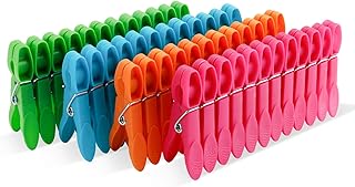 Pack of 48 Clothes Pegs, Sturdy Plastic Clothespins, Colourful Clothes Pegs, Clothes Pegs Without Imprint, Sock Clips, Clips for Beach Towel