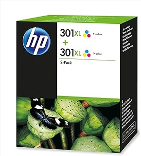 HP خرطوشة حبر اصلية عالية السعة 301XL، عبوة من 2 خرطوشة، ترايكروم