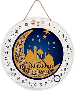 زينة رمضان للتعليق على الباب، تقويم مجيء 30 يوم العد التنازلي لشهر رمضان لتزيين طاولة المنزل