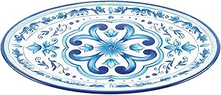 GUZZINI Blues 19.6" Oval Decorative Tray - Ocean Water, Scratch Resistant, BPA-Free, Dishwasher Safe, Large Round Platter for Brunch/Lunch, Entertainment, Casual - Indoor & Outdoor Use