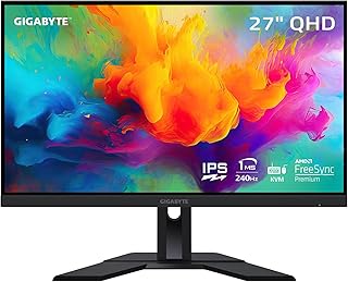 شاشة ألعاب M27Q X 27 بوصة من جيجابايت 240 هرتز 1440P - كيه في ام IPS 2560×1440 اس وقت استجابة 1 ميلي ثانية بي ار تي) 92% DCI-P3 منفذ عرض 1.4 2×HDMI 2.0 2×USB 3.0 1×USB نوع C LCD، متعدد الألوان