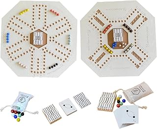لعبة لوح خشبي مع كرات رخامية وبطاقات جاكارو من جاكارو جوكر - ابيض.، للبالغين